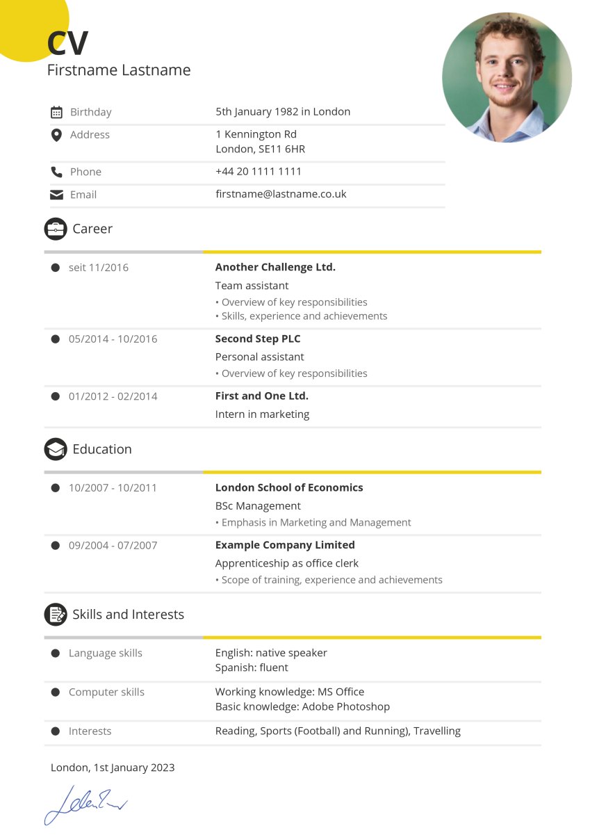 CV modern and dynamic