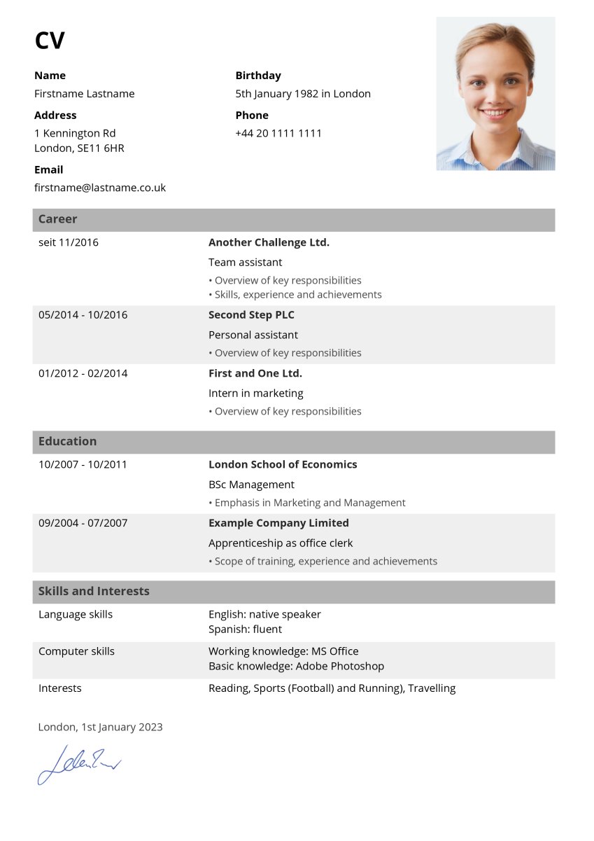 Tabular CV